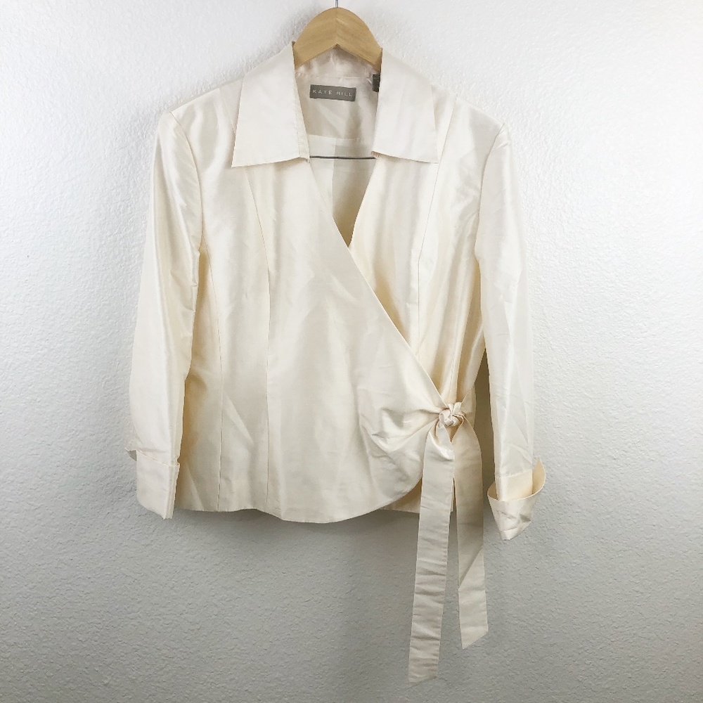 Ivory Silk Wrap Top